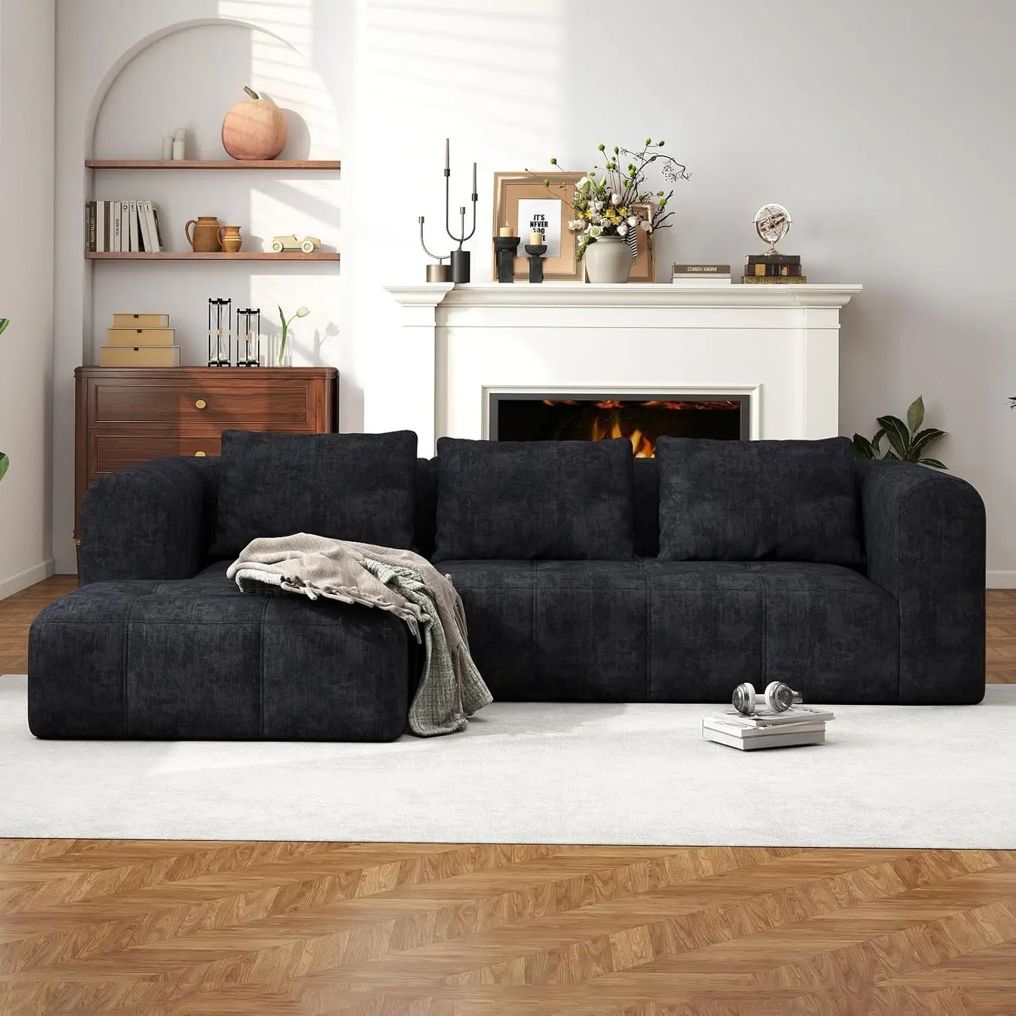 101" L-Shape Modular Sectional Sofa, Cloud Deep Seat