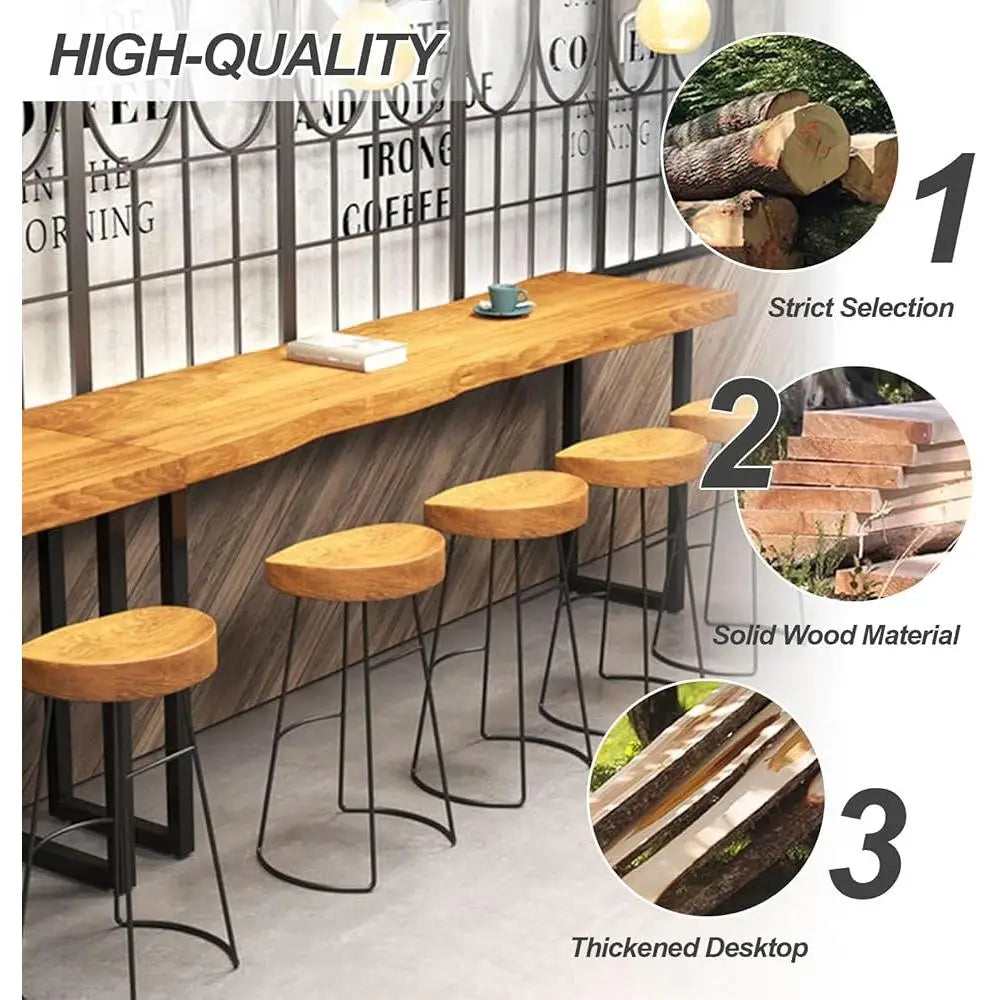 Rustic Bar Height Pub Table With Metal Legs Solid Wood