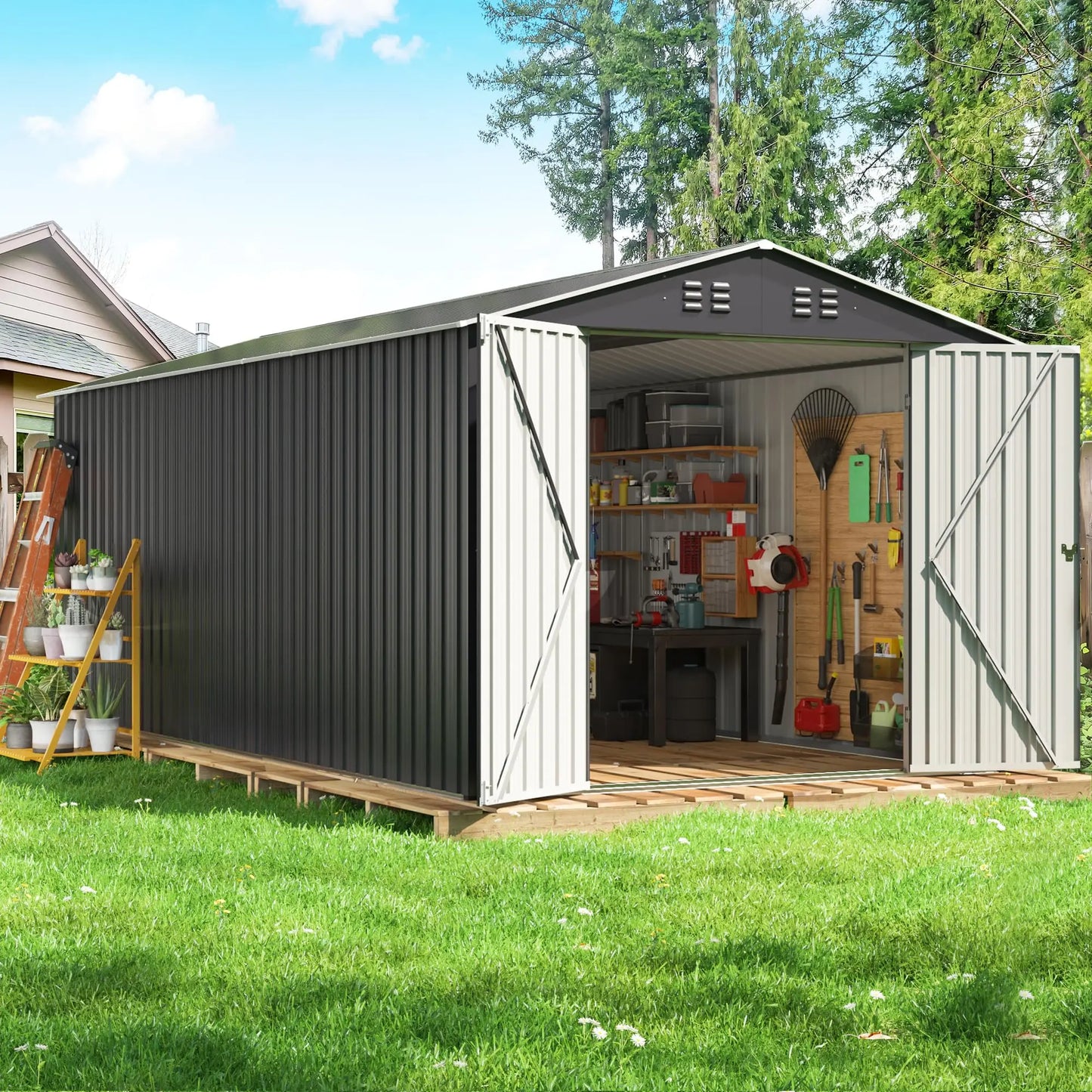 Polar Aurora 8x12 Outdoor Storage Shed With Upgraded Frame