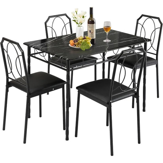 5 Piece Dining Table Set For 4 With Chairs Breakfast Nook