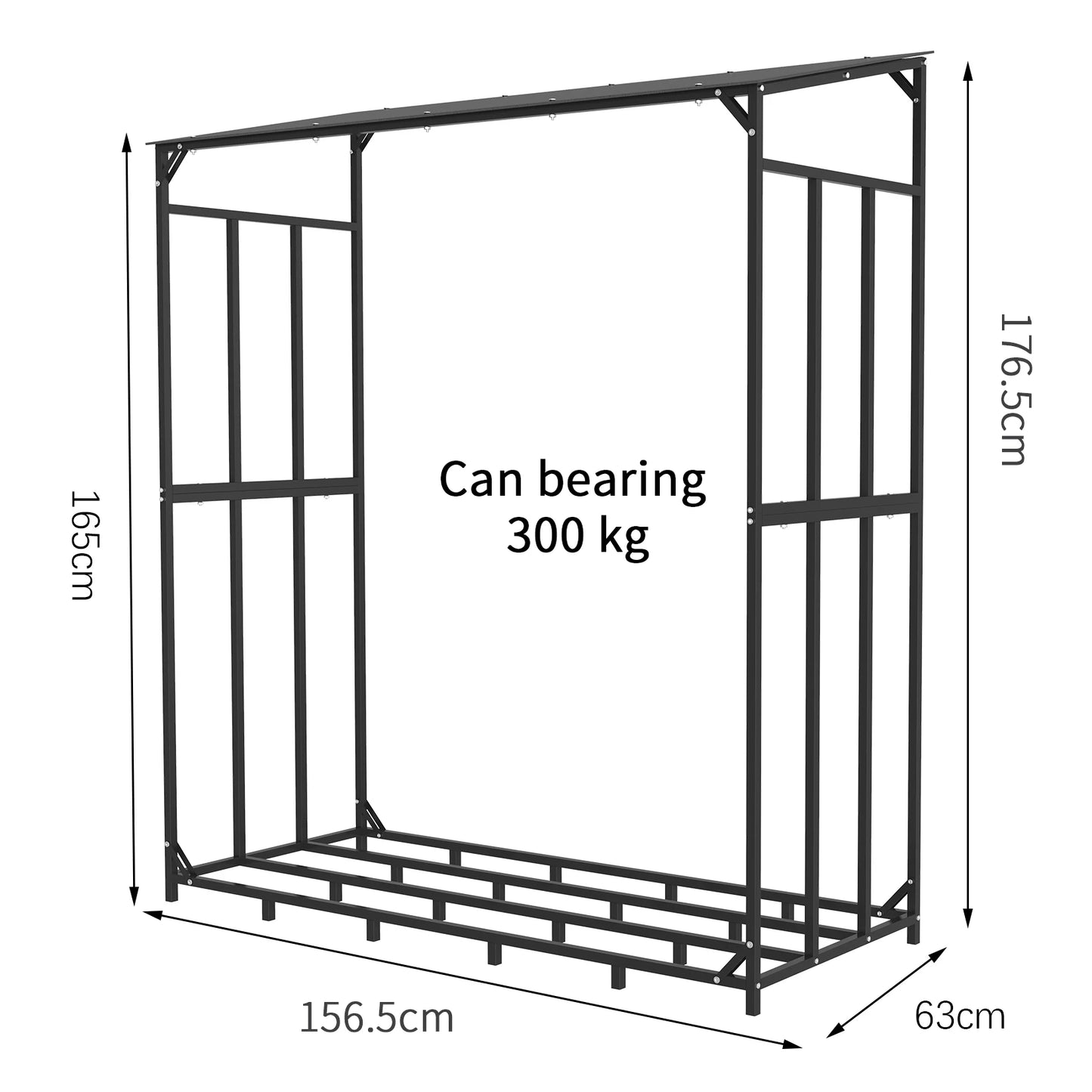 Heavy Duty Outdoor Iron Firewood Storage Rack With Top Cover