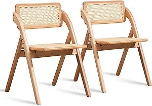 Folding Padded Chair, Set of Two Wooden Stackable Chairs