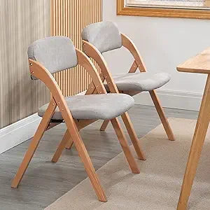 Folding Padded Chair, Set of Two Wooden Stackable Chairs