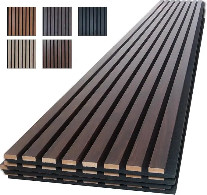 Dark Walnut Wood Slat Wall Panels Acoustic Noise Cancelling