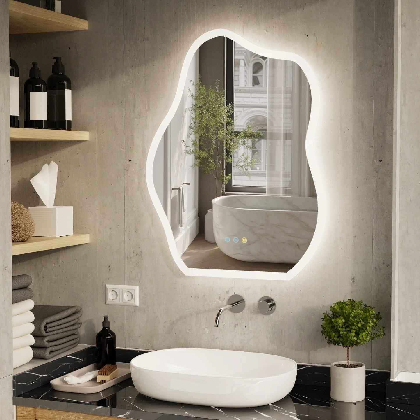Irregular LED Backlit Vanity Mirror For Bathroom - 23.62" x 31.49" (600x800mm)