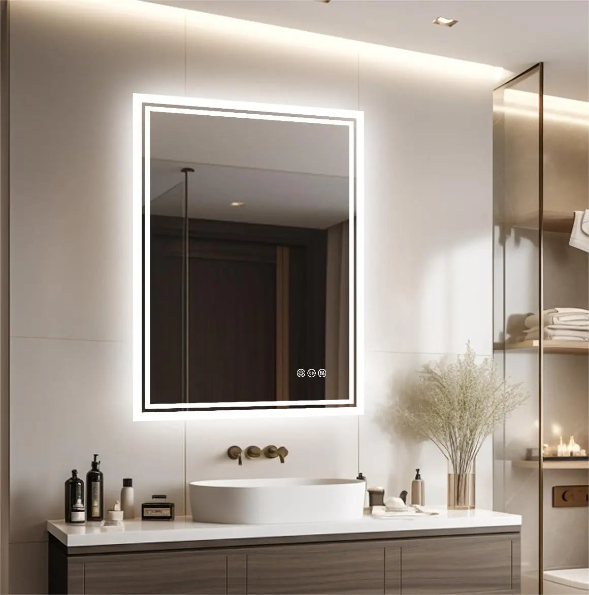 Rectangular LED Wall Mounted Vanity Mirror With Anti Fog