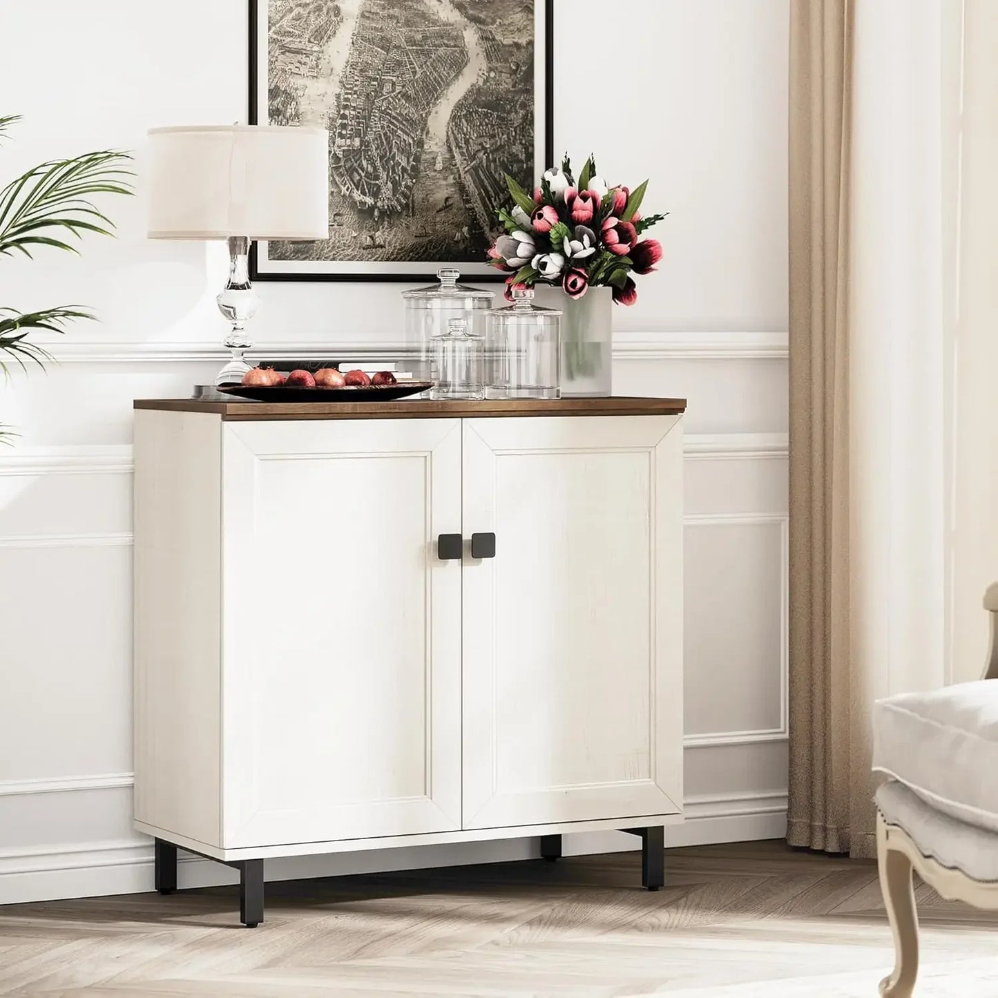 Buffet Sideboard Cabinet Farmhouse Modern 3 In 1 Storage