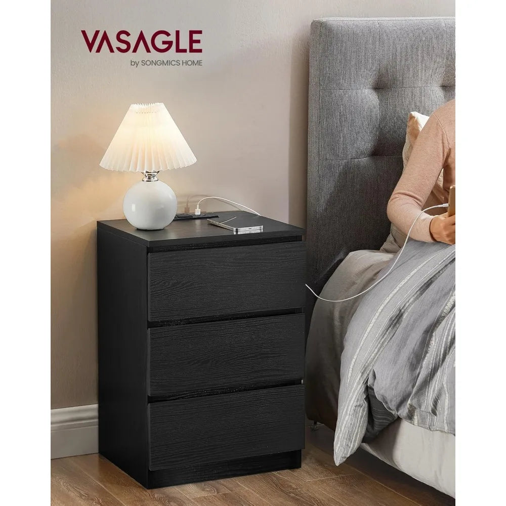 Nightstands, Set of 2 with Charging Station and USB Ports