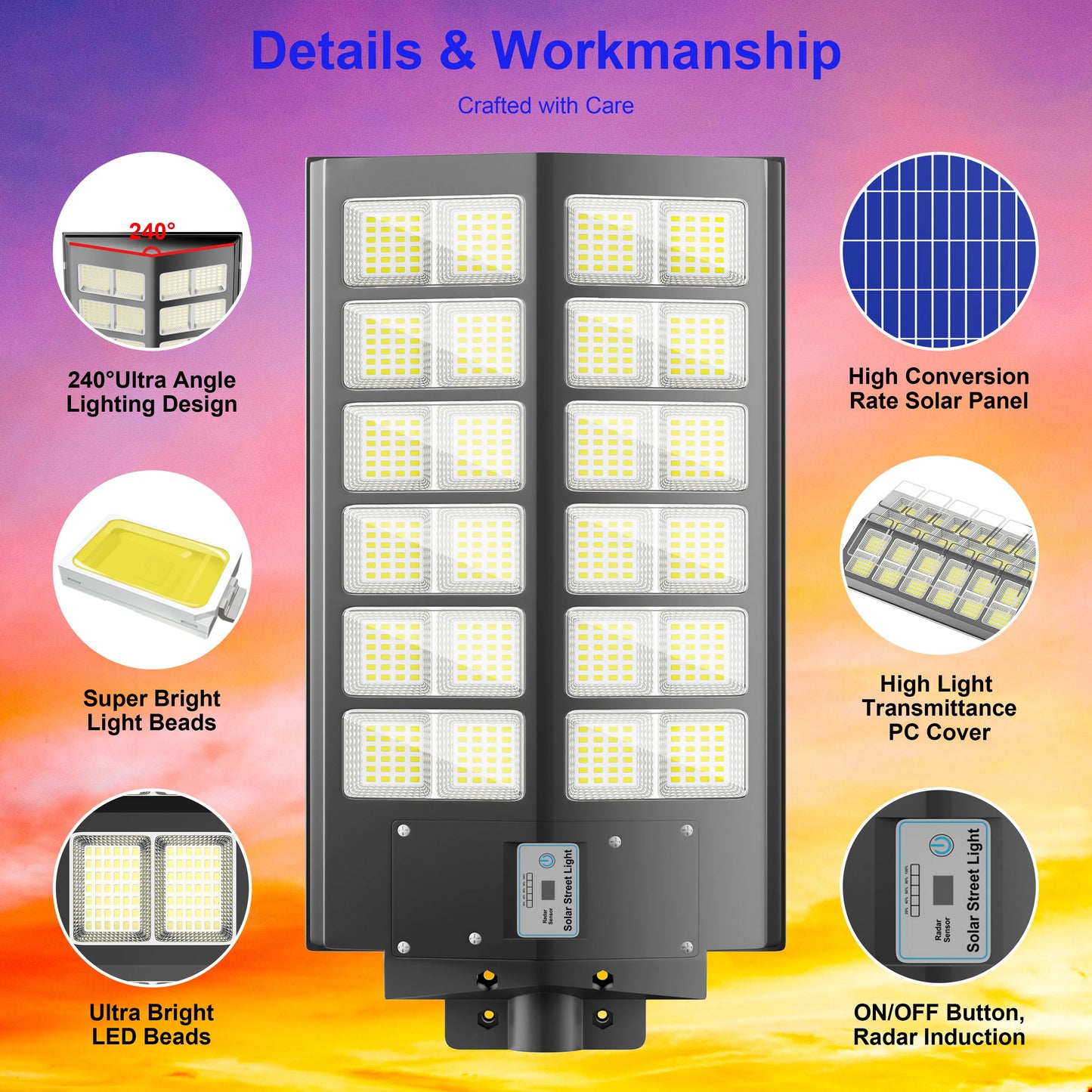 4800W Outdoor Solar Street Light Motion Sensor Remote IP65