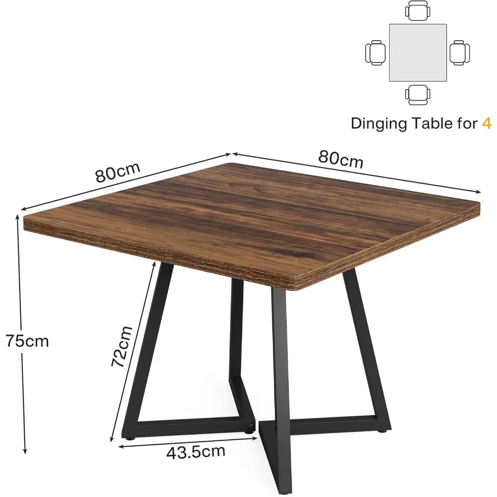 Square Dining Table For Two 31.5 Inch Industrial Metal Base