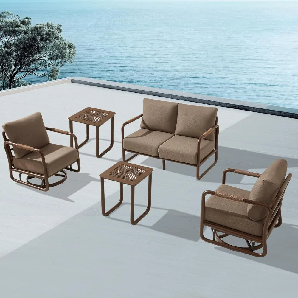 MBY Outdoor Aluminum Patio Set Weatherresistant Four Seat Conversation Furniture