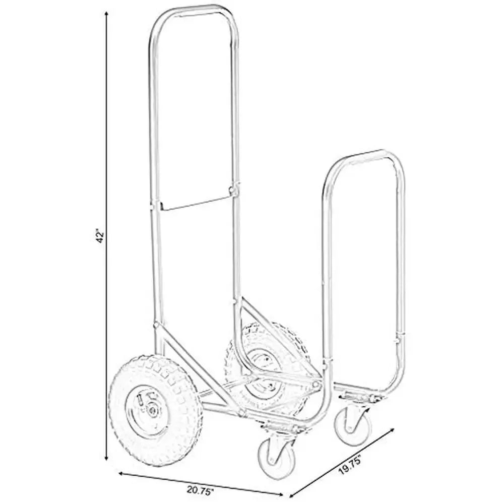 Heavy Black Firewood Rack Rolling Cart For Indoor Outdoor
