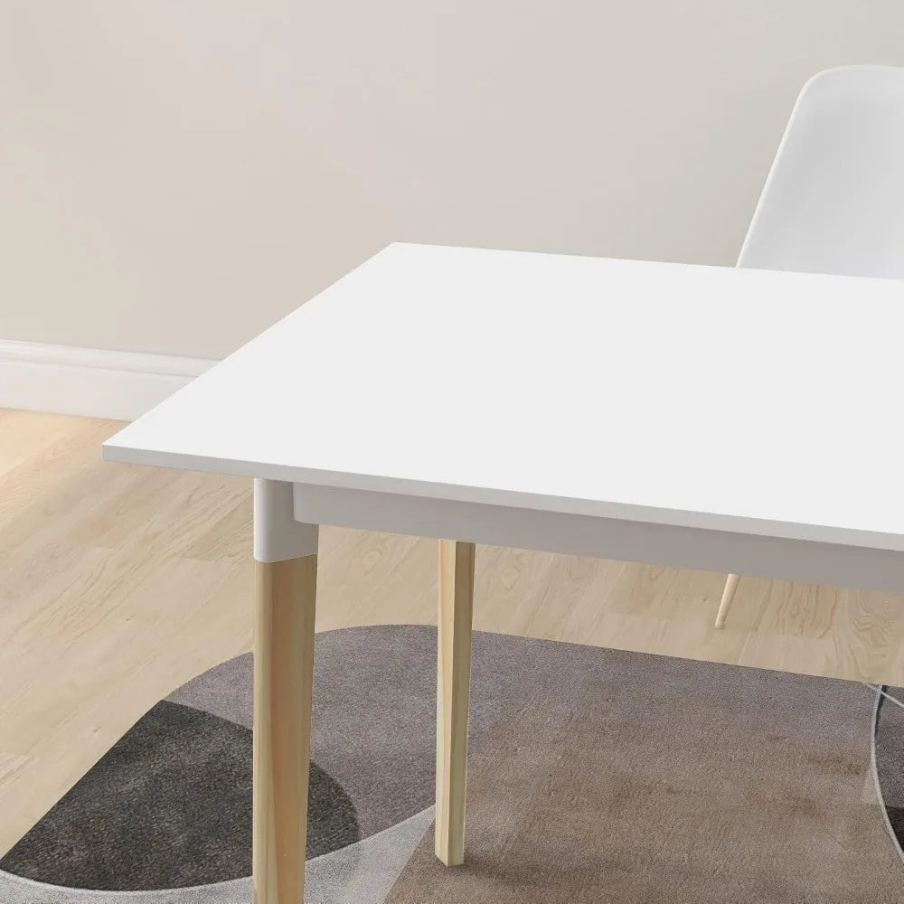 White Wood Dining Table Modern Rectangular Kitchen Table