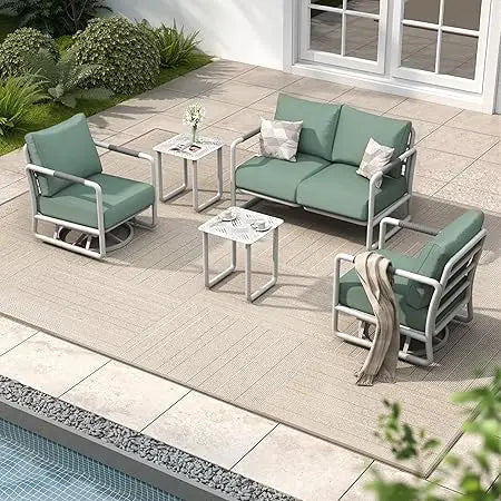 MBY Outdoor Aluminum Patio Set Weatherresistant Four Seat Conversation Furniture