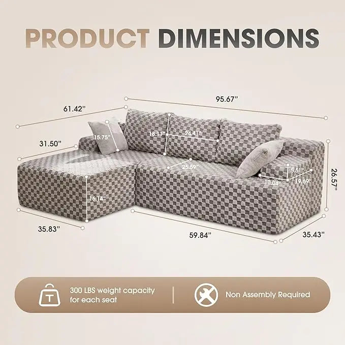 Modular L Shaped 3 Seat Sectional With Memory Foam Storage