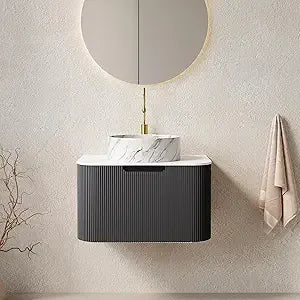 24" Solid Wood Floating Vanity With Sink Modern Cabinet