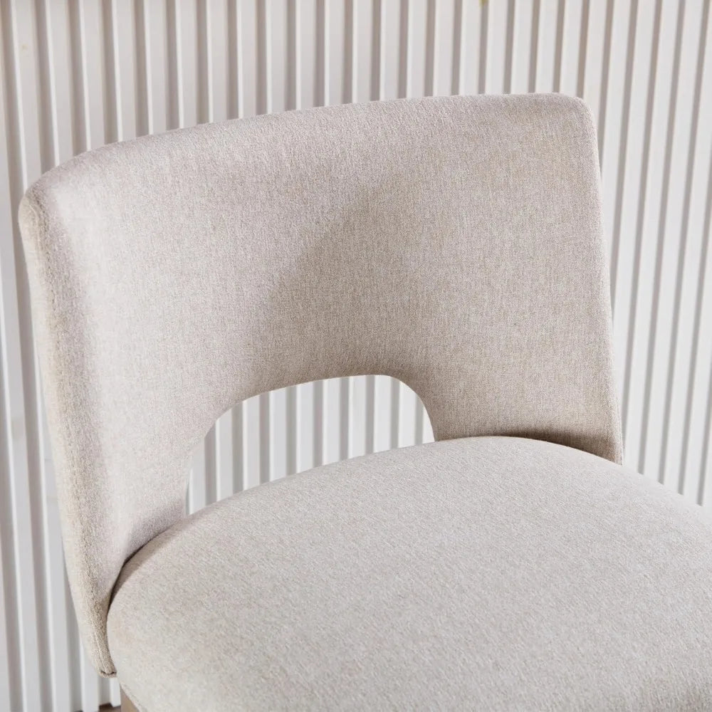 Counter Height Bar Stools, Set of 2 Linen Beige Upholstered