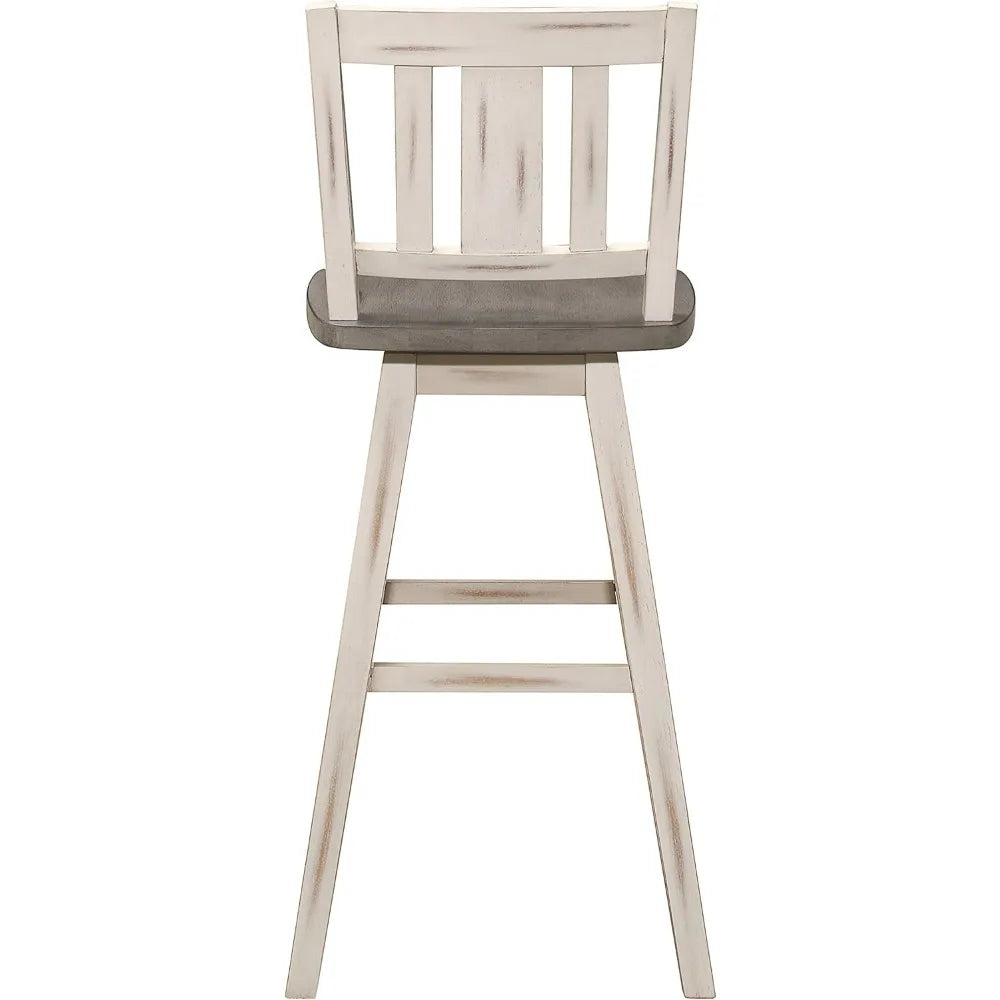 Swivel Bar Height Stools Set of 2 Modern Solid Wood Backs