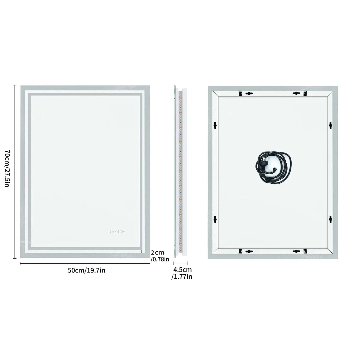 Rectangular LED Wall Mounted Vanity Mirror With Anti Fog