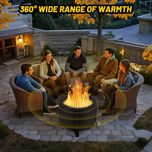 26-Inch Smokeless Fire Pit With Folding Feet For Outdoor Camping