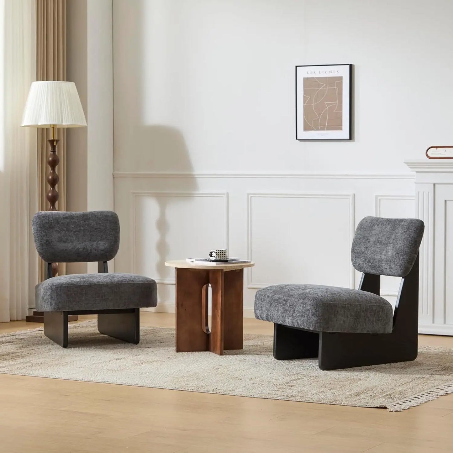 Mores Low Profile Accent Chair Set Of 2 Armless Lounge