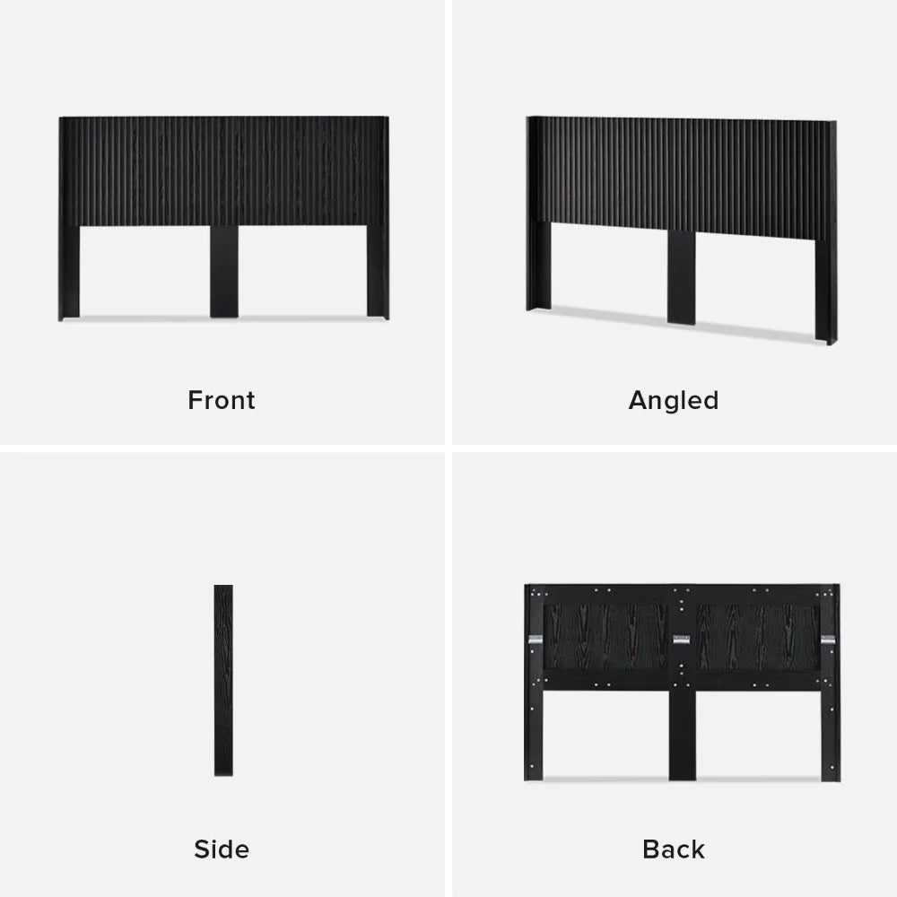 Brooklyn 80.8" Headboard Only, Wood Headboard, Modern Farmhouse, Boho, Wall Mount, Fluted Panel, Wingback Design, Black Oak