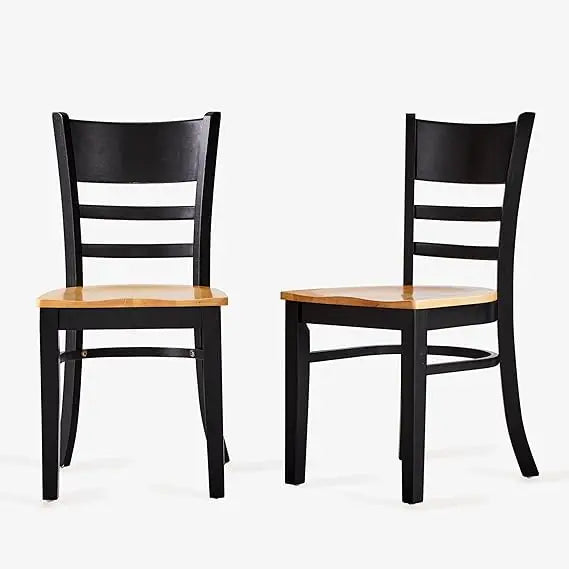 Two Tone Malaysian Oak Ladder Back Dining Chairs Set 2