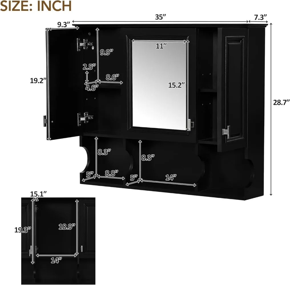 Wall Mounted Medicine Cabinet With Adjustable Shelves Door