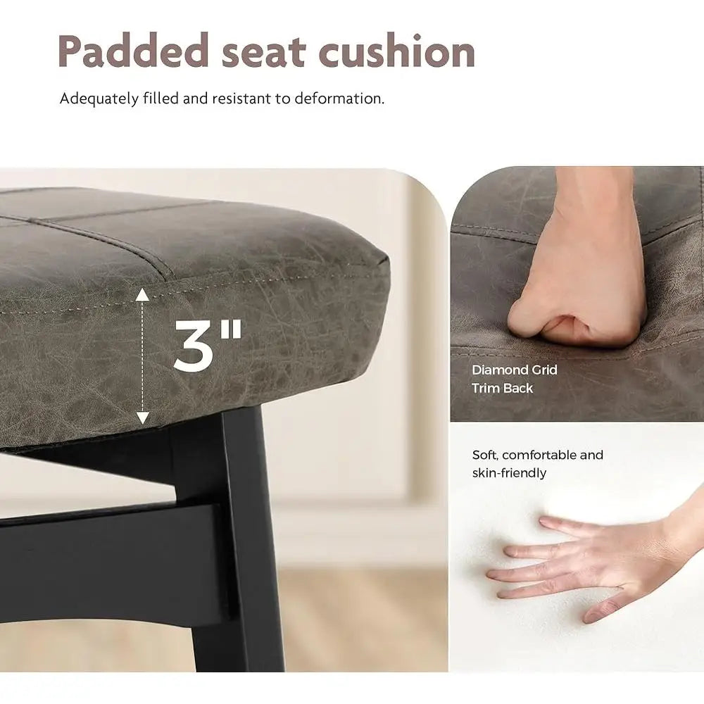 Solid Wood Bar Stools Set 4 Counter Height Saddle Cushions