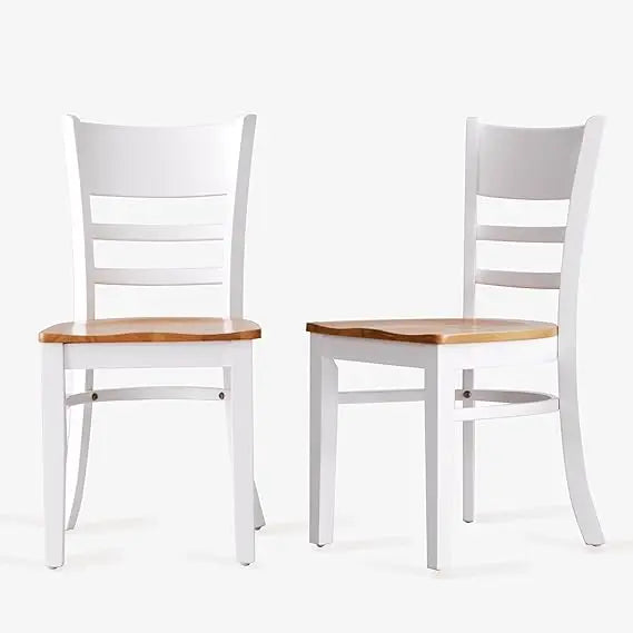 Two Tone Malaysian Oak Ladder Back Dining Chairs Set 2