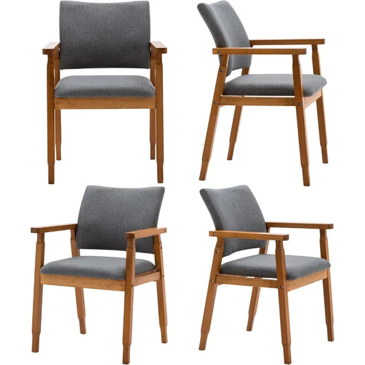 Mid Century Modern Dining Chairs Set Four Walnut Wood