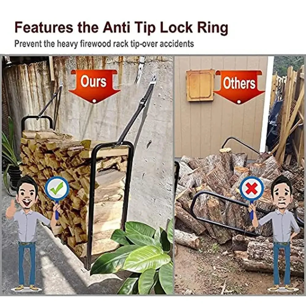 Outdoor Firewood Rack 4ft Heavy Duty Metal Log Holder