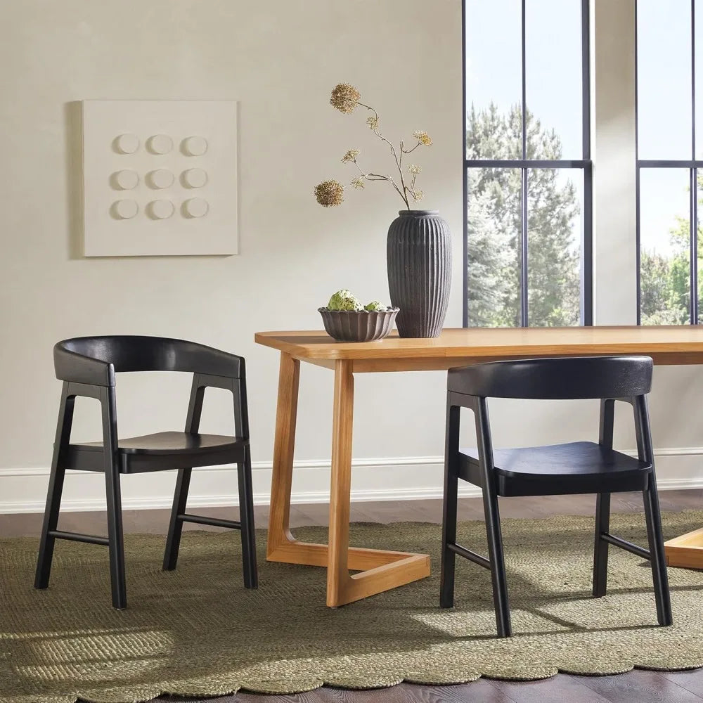 Walker Edison Ezra Modern Solid Wood Dining Chairs Set Black