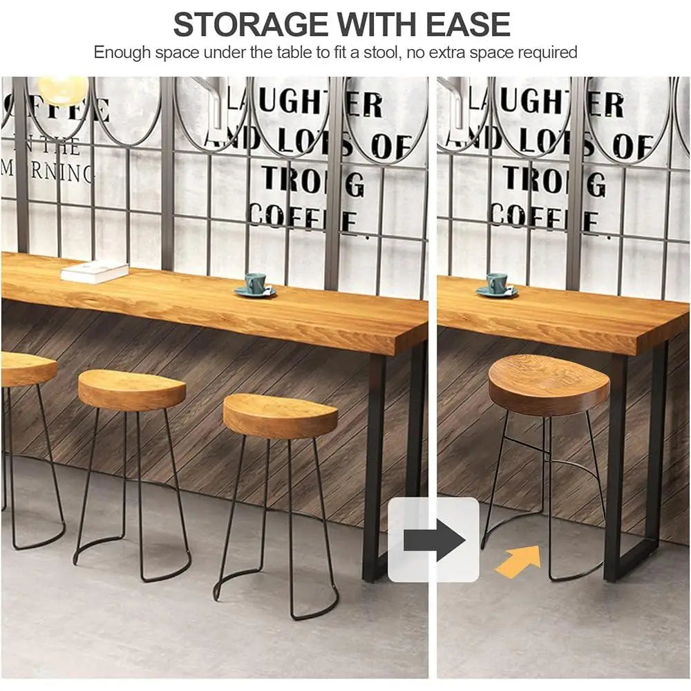 Rustic Bar Height Pub Table With Metal Legs Solid Wood