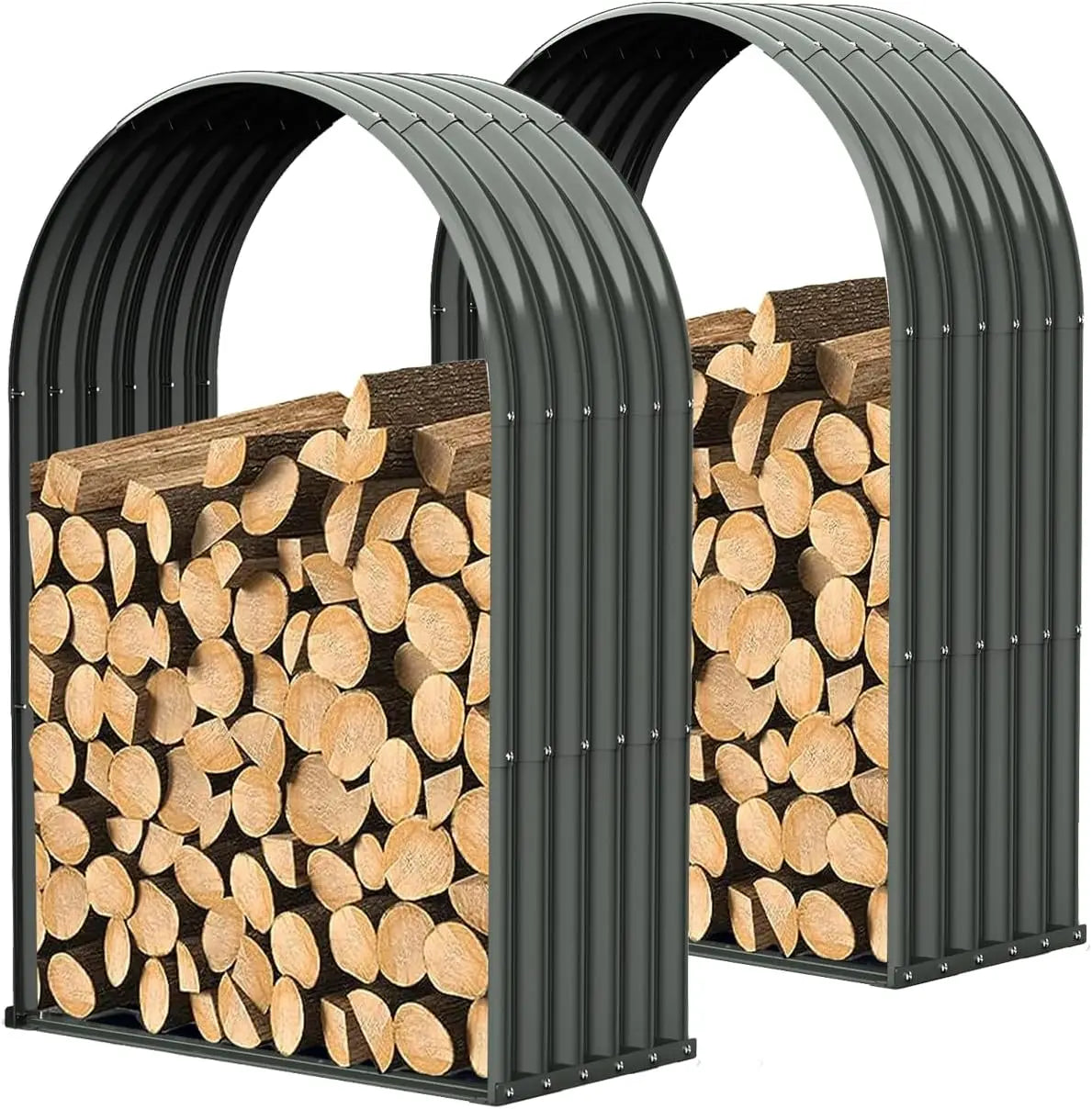 Galvanized Steel Firewood Shed And Log Rack - Arch Gray