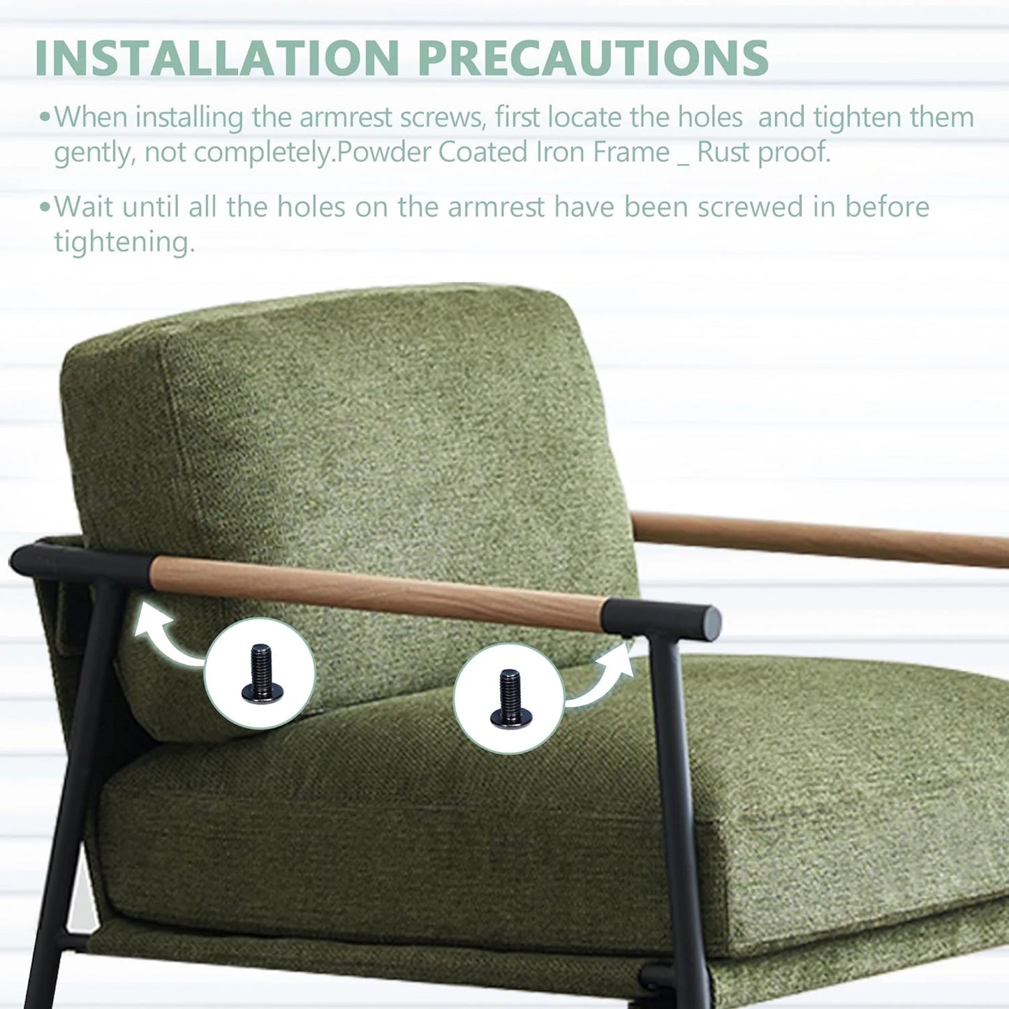 Mid Century Modern Chenille Accent Armchair With Metal Legs