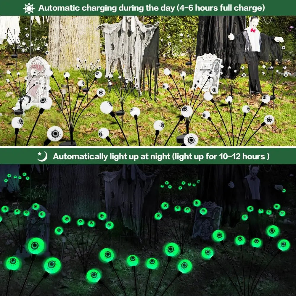 Solar Eyeball Lights Halloween Outdoor YardPack Purple Green