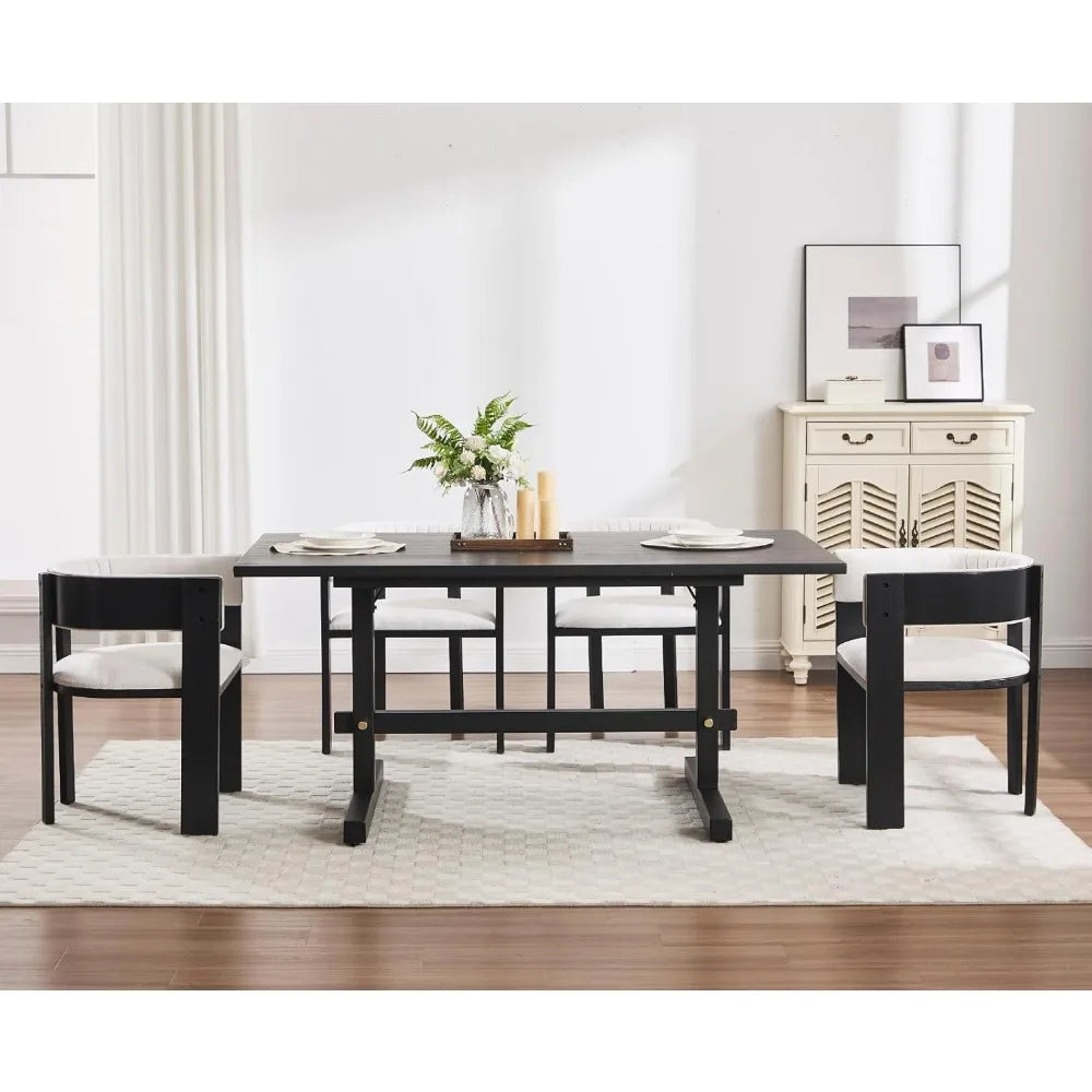 Black Rustic Farmhouse Dining Table 63 Inch For Six People