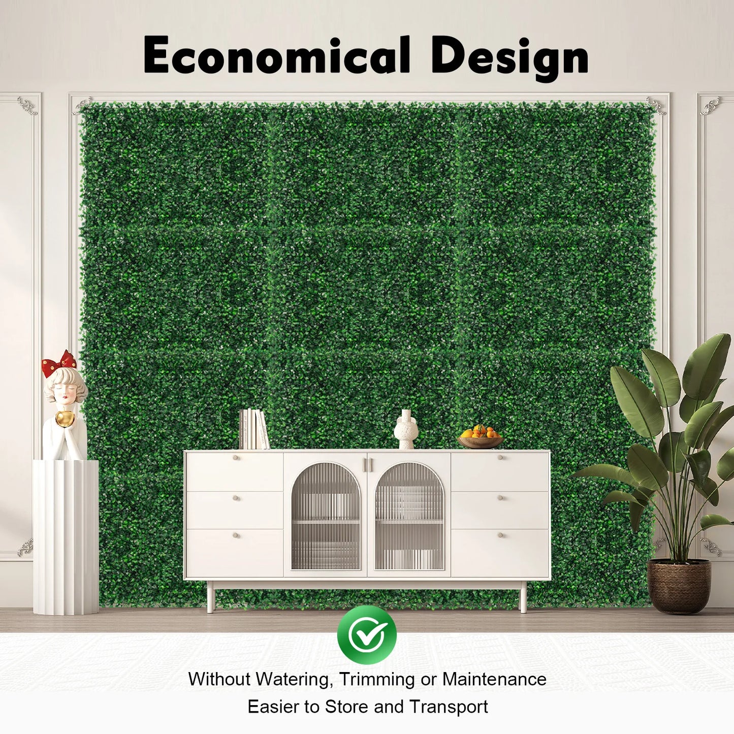 Artificial Grass Wall Hedge Panels 12 Pack 60x40cm Waterproof Decor