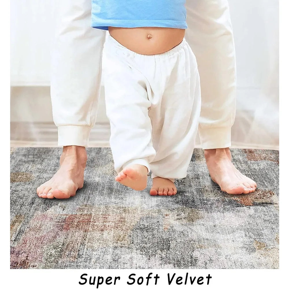 Ultra Soft Washable Area Rug 6x9 Non Slip Stain Resistant