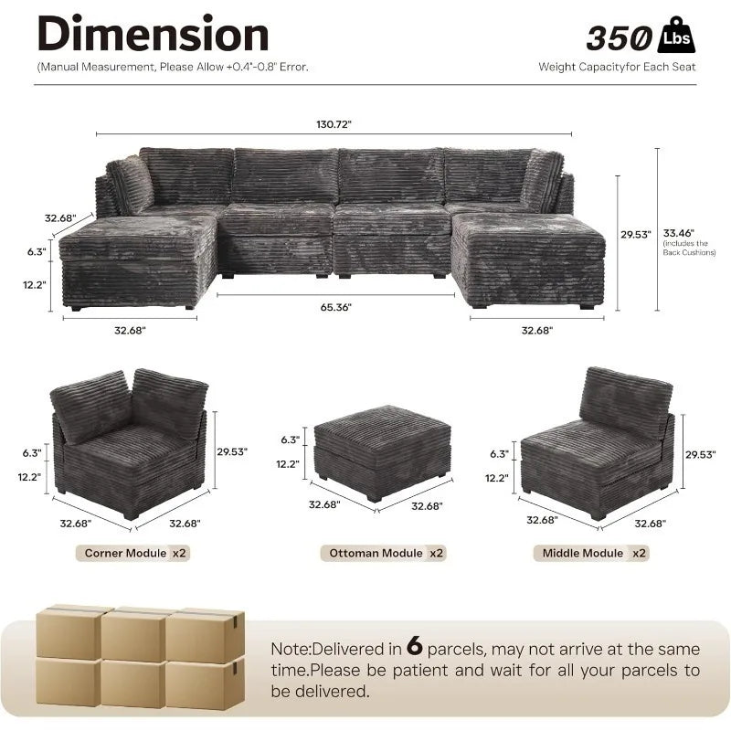 Modular Cloud Couch With Reversible Chaise Sleeper Sofa