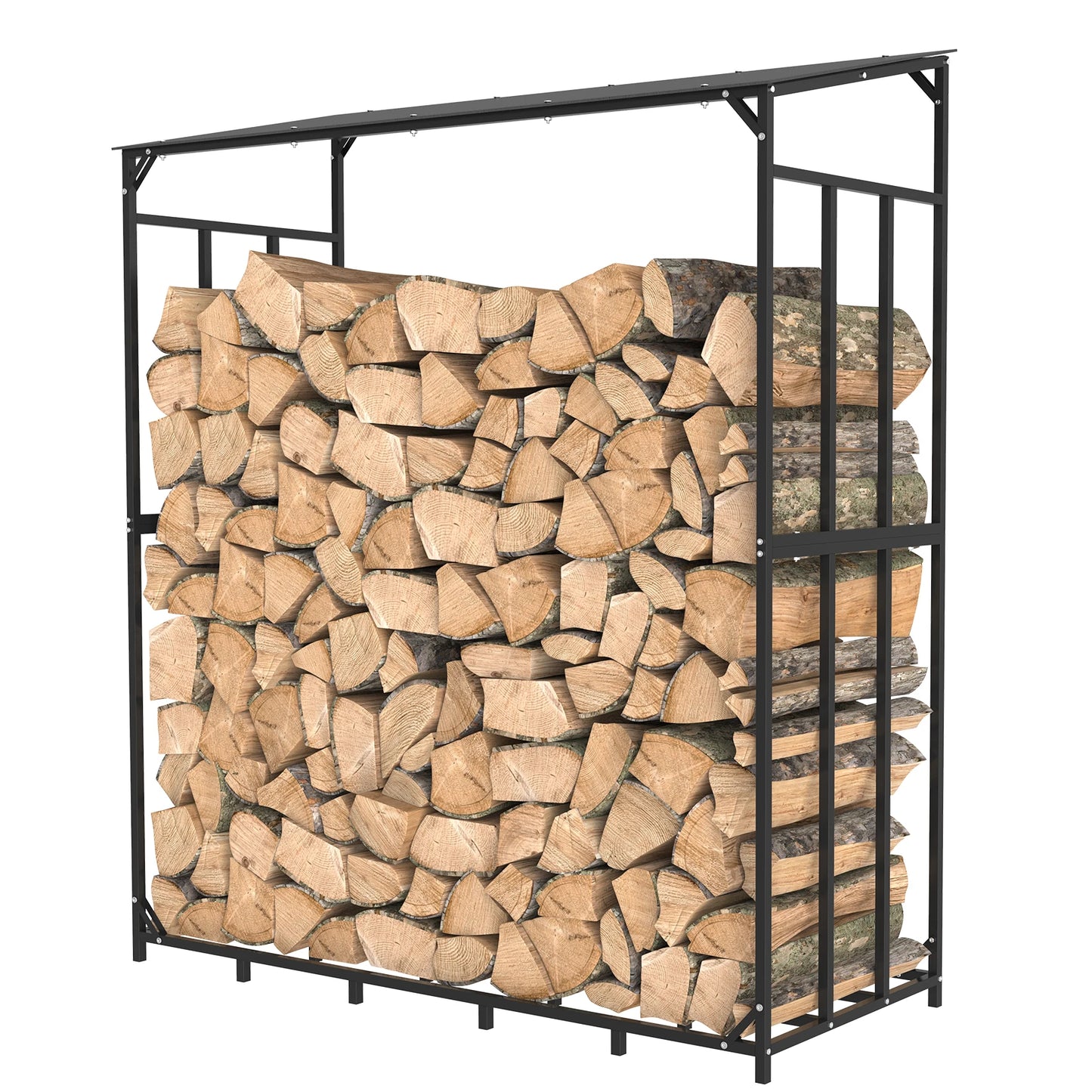 Heavy Duty Outdoor Iron Firewood Storage Rack With Top Cover