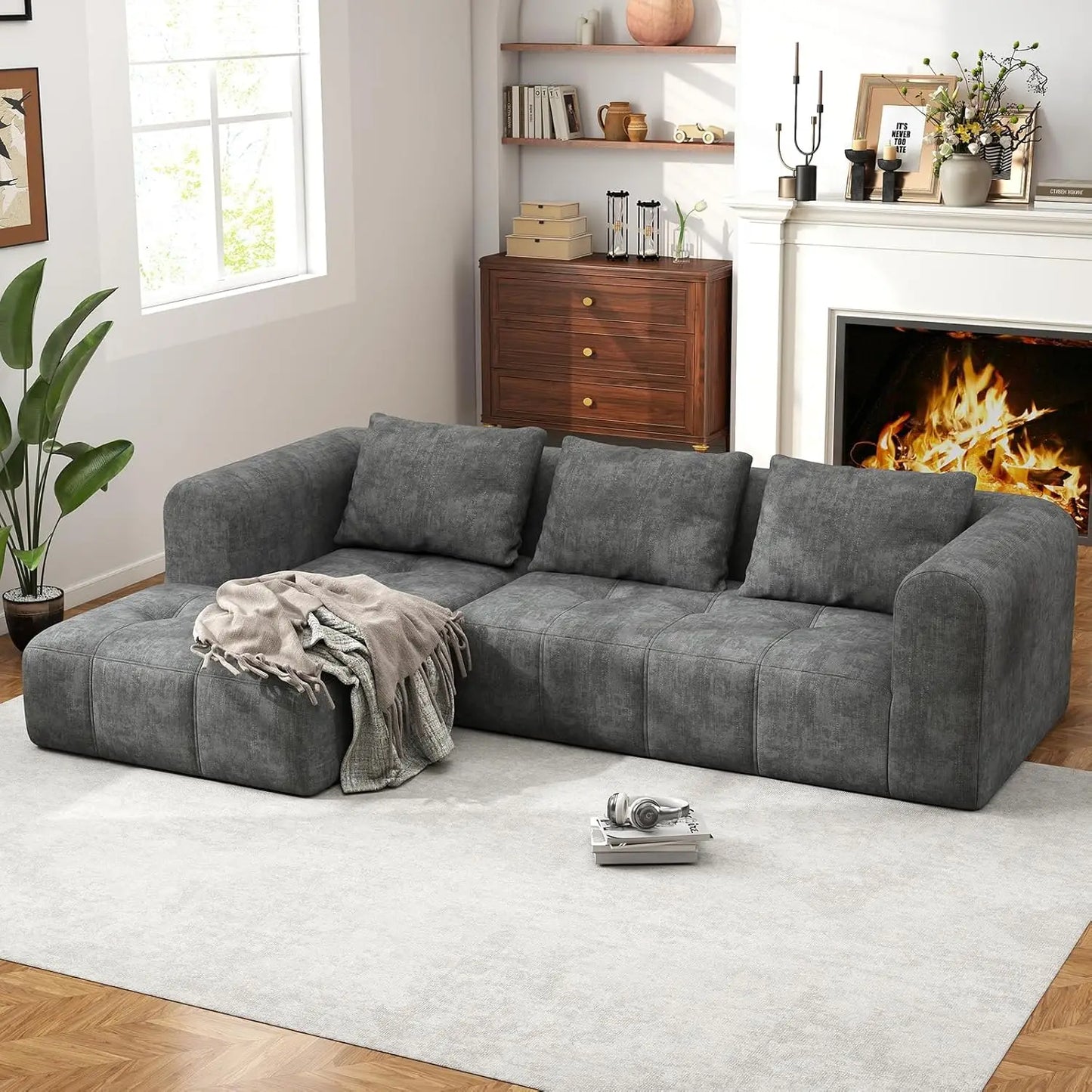 101" L-Shape Modular Sectional Sofa, Cloud Deep Seat