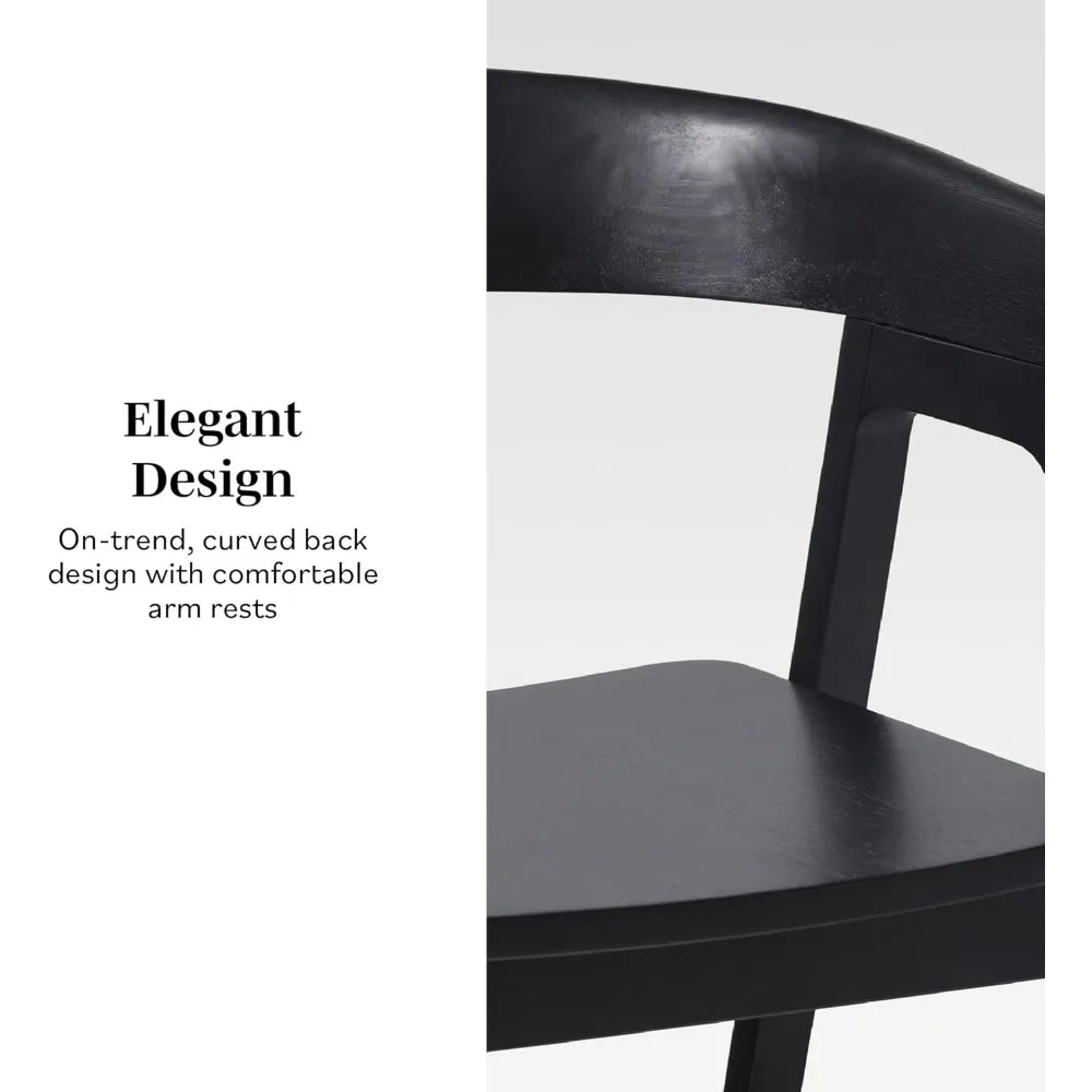 Walker Edison Ezra Modern Solid Wood Dining Chairs Set Black