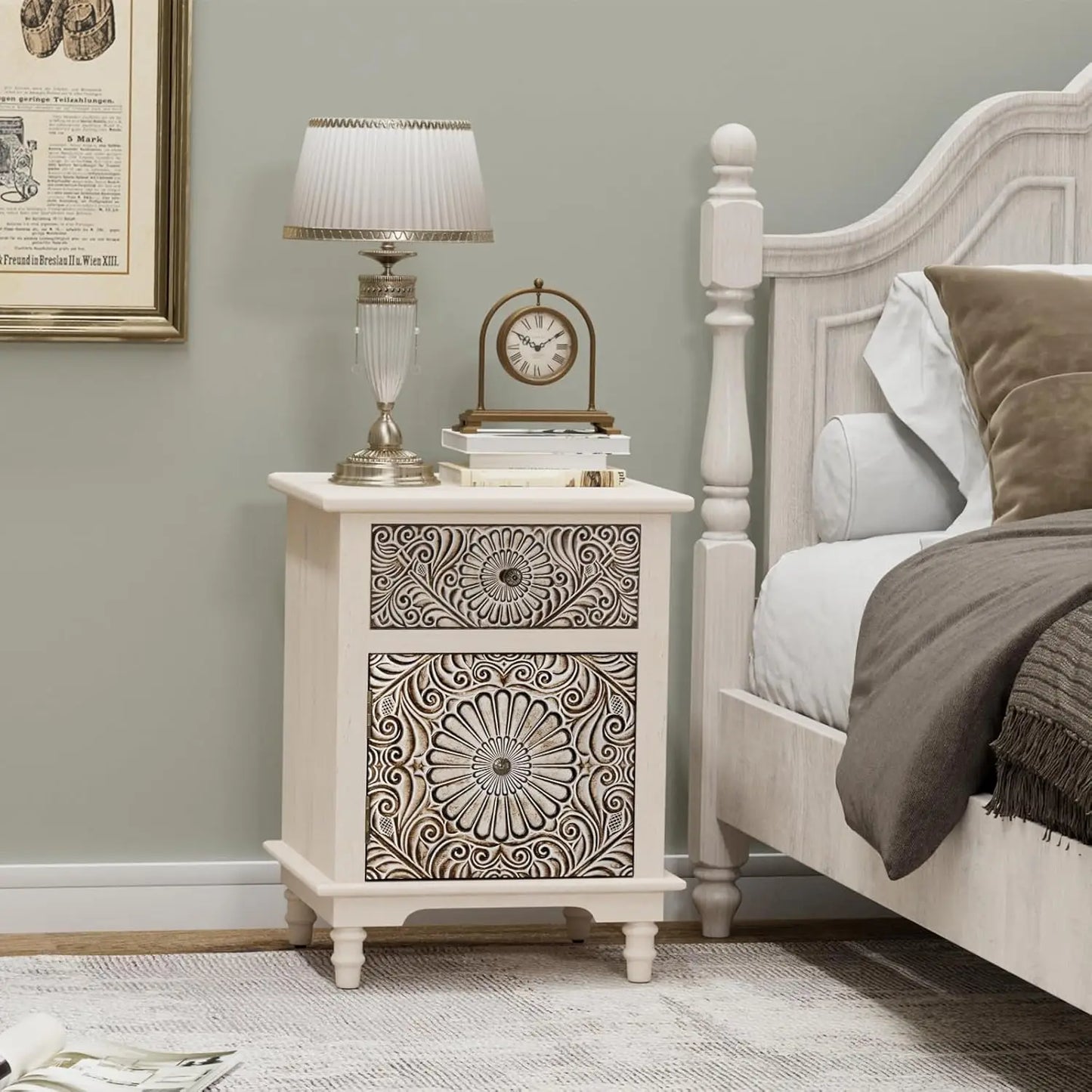 Vintage Ming And Qing Nightstand with Drawer, Bedside Table