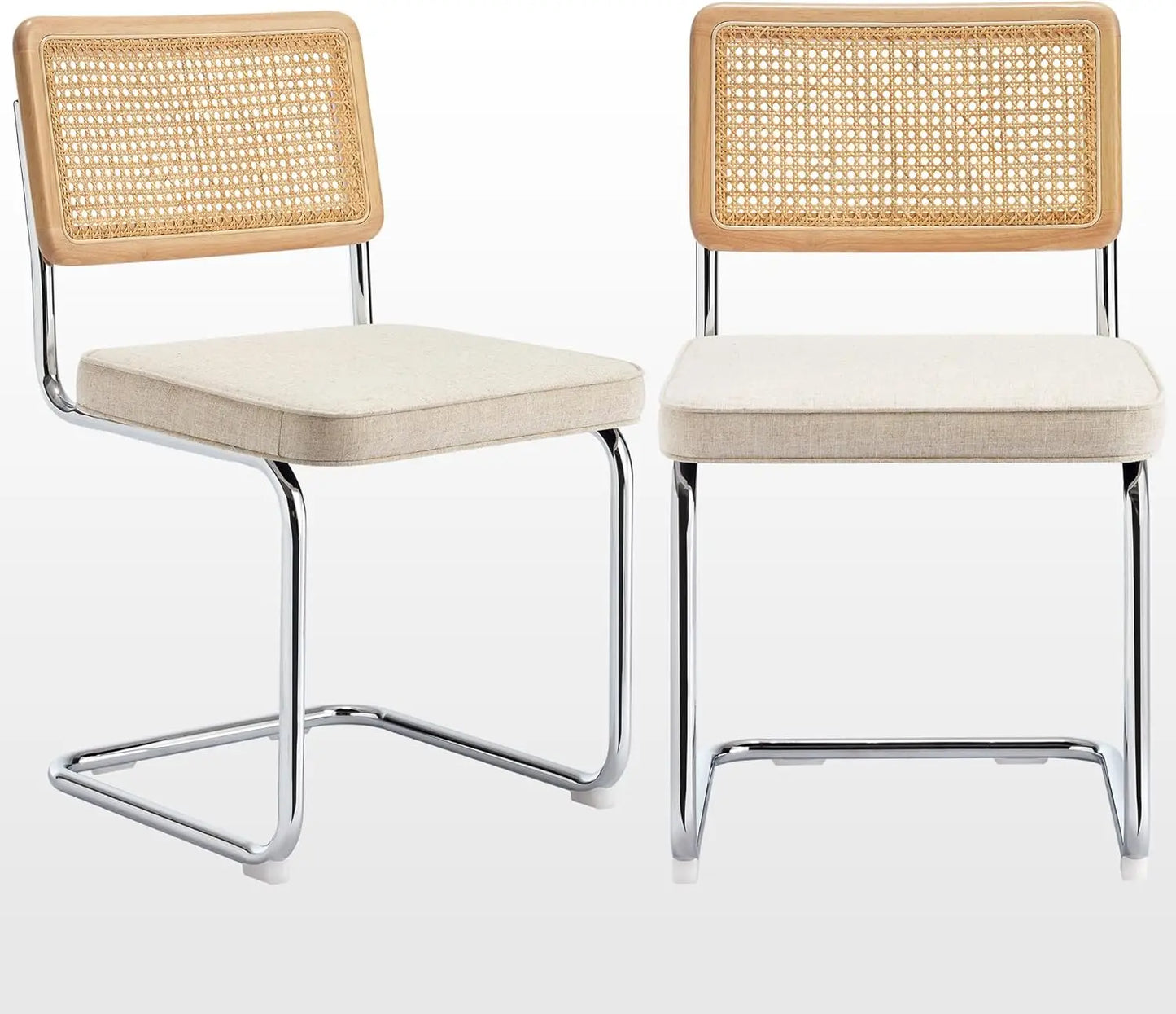 Natural Rattan Dining Chairs Four With Solid Wood Back