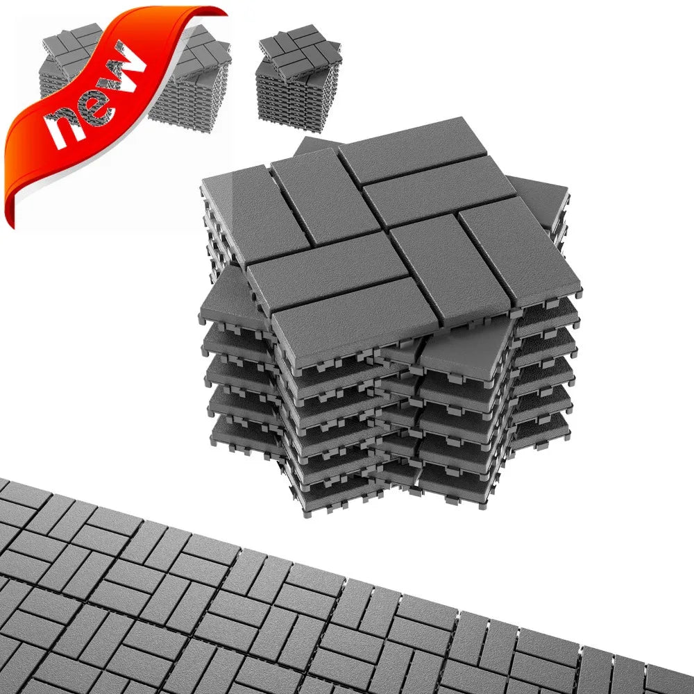Interlocking Patio Deck Tiles 12x12 Outdoor Weather Resistant 44 Pieces