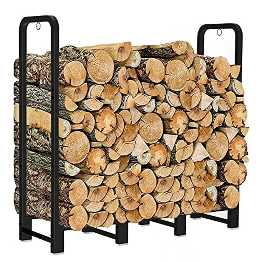 Outdoor Firewood Rack 4ft Heavy Duty Metal Log Holder