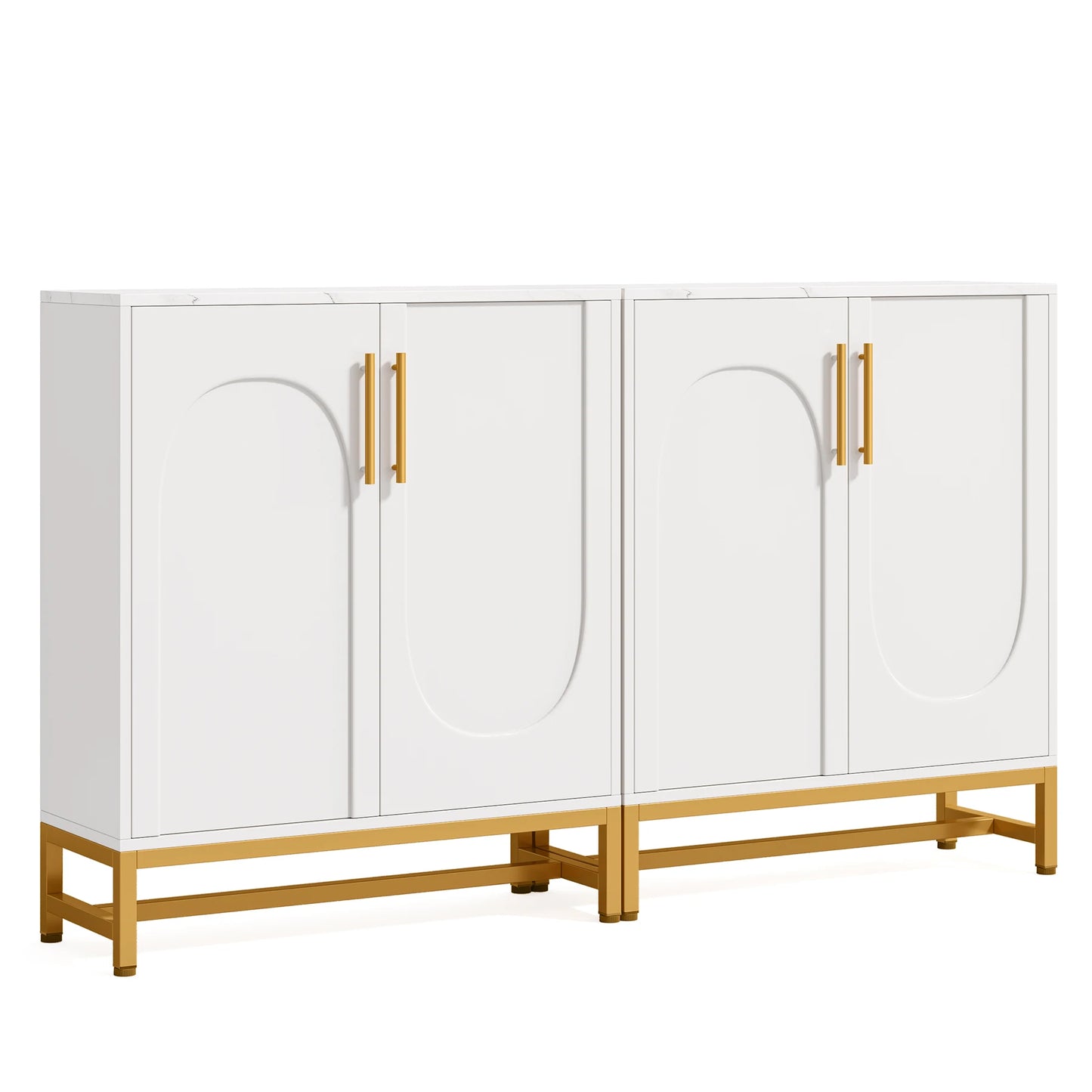 Tribesigns Modern Sideboards, Buffet Cabinet with 4 Doors and Adjustable Shelves (White)