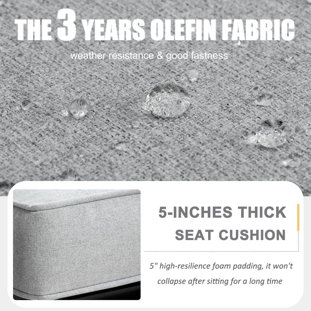 High-Quality Outdoor Aluminum Furniture Set, 5 Piece, Patio Sectional Conversation Chat Sofa Modern Seating Set